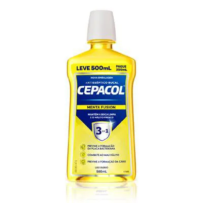 Antisséptico Cepacol Menta Fusion Leve 500ml Pague 350ml